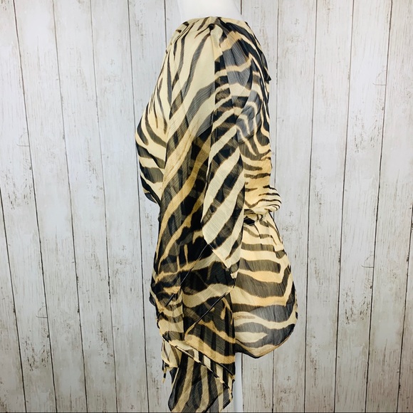 🔥LAUREN RALPH LAUREN🔥ANIMAL PRINT SHEER BLOUSE W/BUILT IN CAMI PETITE XS NWT - Picture 2 of 4